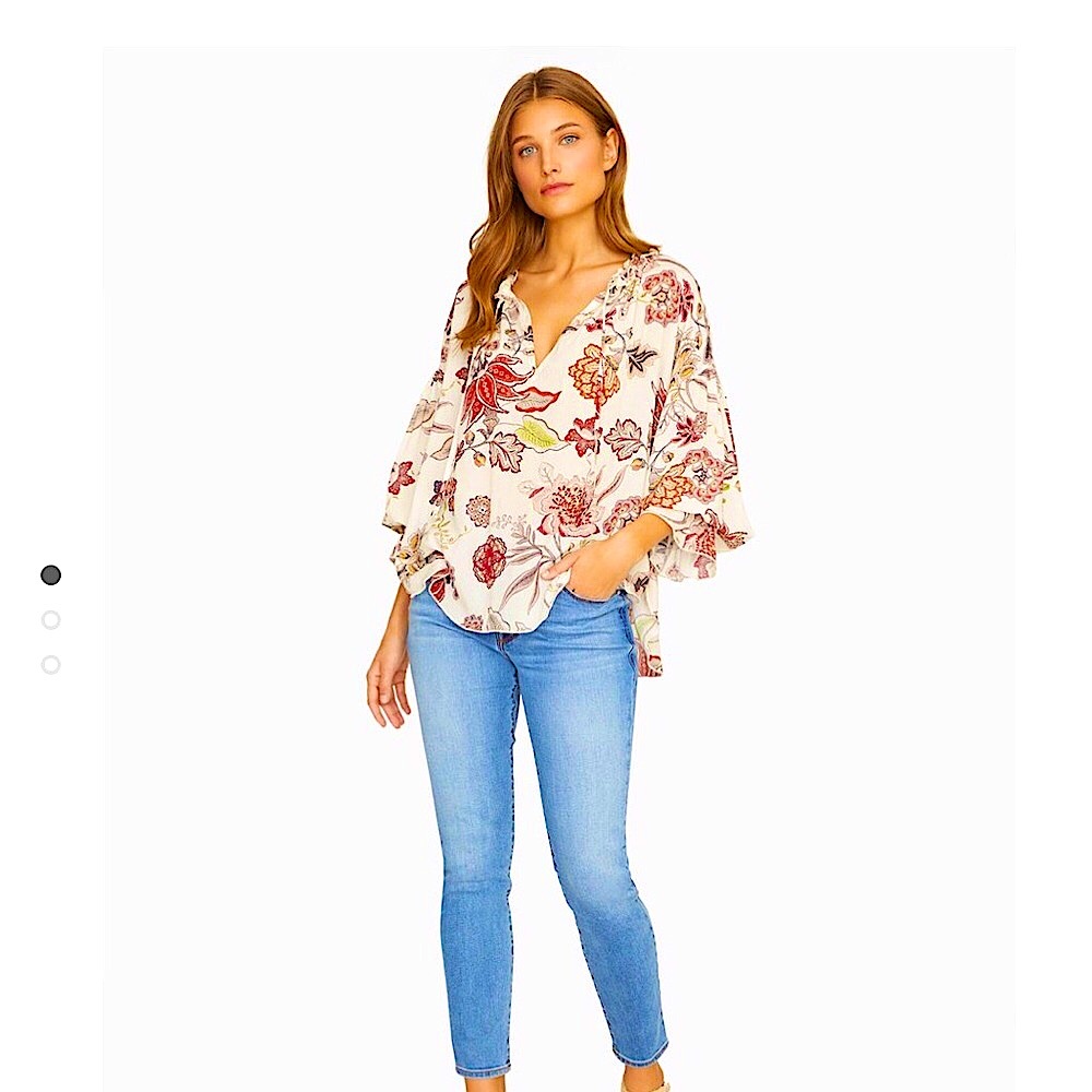 Sanctuary Floral Boho Blouse Ivory M